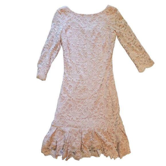 Calvin Klein Dress Women's 2 Blush Fluted Lace Sheath Floral Mini Formal - Picture 2 of 6